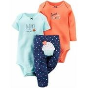 Carter's Baby Girls' 3 Piece Take Me Away Set (Baby) - Cupcake - Newborn