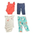 thumbnail image 1 of Carter's Baby Girls 4 Piece Short Sleeve Bodysuit & Legging Set (Tropical, 12M), 1 of 1