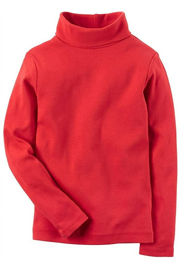 Baby Girls' Cotton Turtleneck (Red, 12 Months)