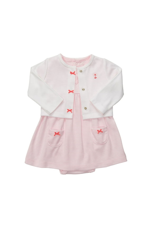 Baby Girls' 2 Pc Dress Set - Pink Stripe - Newborn