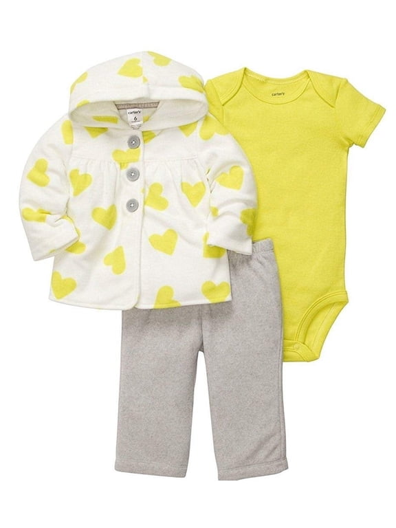 Baby Girls Fleece Cardigan Set - Lime Hearts 18 months