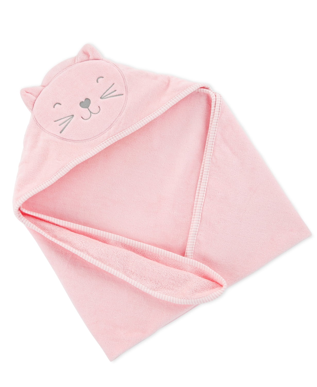 Carter's Baby Girls Hooded Bath Towel, Pink Cat
