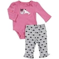 thumbnail image 1 of Carter's Baby Girls L/S 2-piece Bodysuit Pant Set 18 Months, Pink Bow, 1 of 3