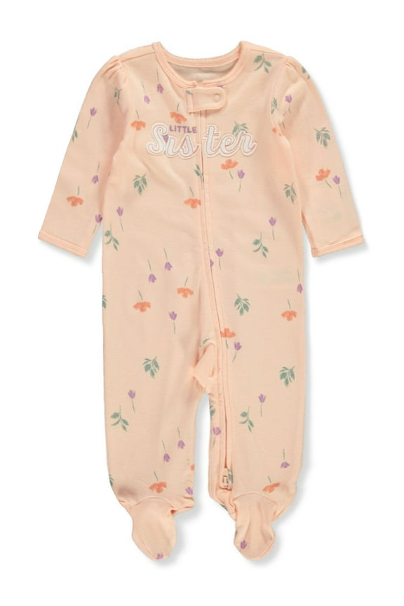 Baby Girls' Sister Footed Coveralls - orange, 6 months (Newborn)