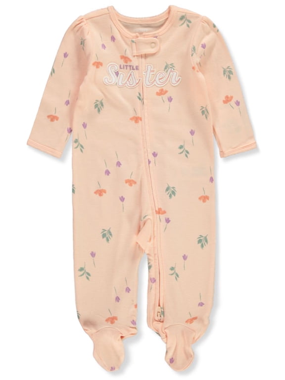 Baby Girls' Sister Footed Coveralls - orange, 6 months (Newborn)
