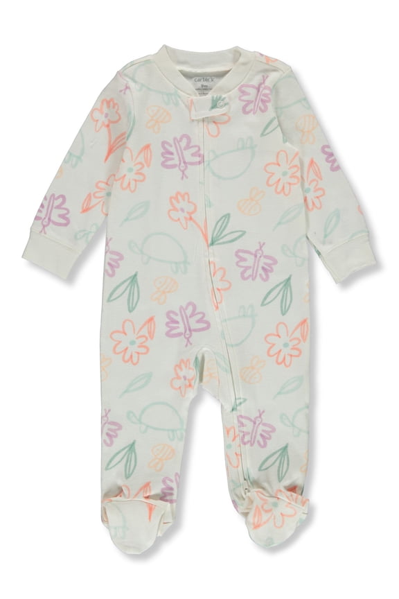 Baby Girls' Turtle Footed Coveralls Color: white/multi Size: newborn