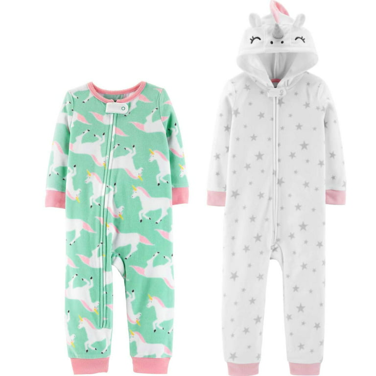 Carter's Baby Girls' Unicorn 1-Piece Pajamas - Set of 2 (Footless Fleece)