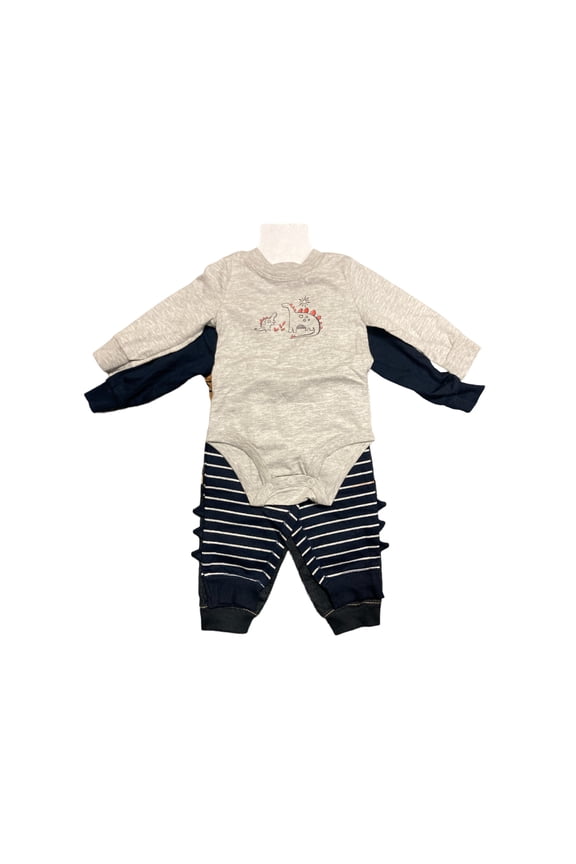 Baby & Toddler Boy's 4-Piece Long Sleeve Bodysuit & Legging Set (Grey Dino, 3-6M)
