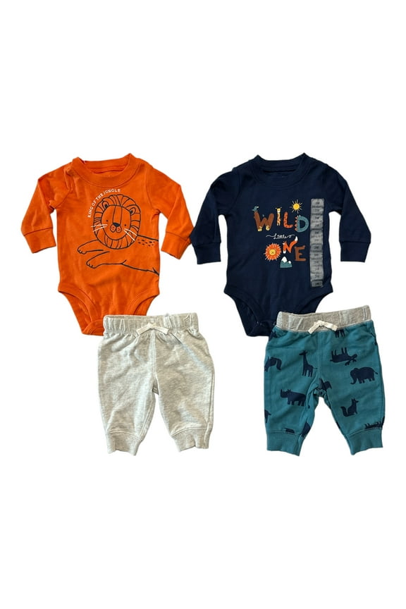 Baby & Toddler Boy's 4 Piece Long Sleeve Bodysuits & Jogger Pants Set