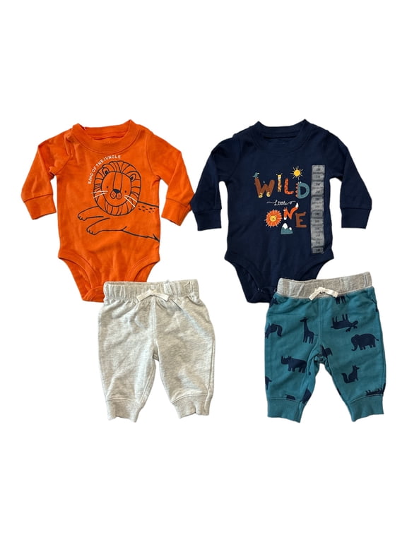 Baby & Toddler Boy's 4 Piece Long Sleeve Bodysuits & Jogger Pants Set