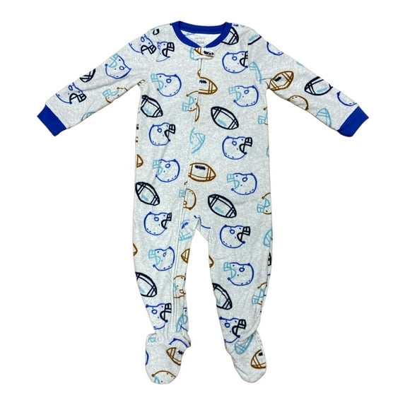 Carter's Baby & Toddler Boy's One-Piece Full-Zip Fleece Footed Pajama (Football, 3-6M)