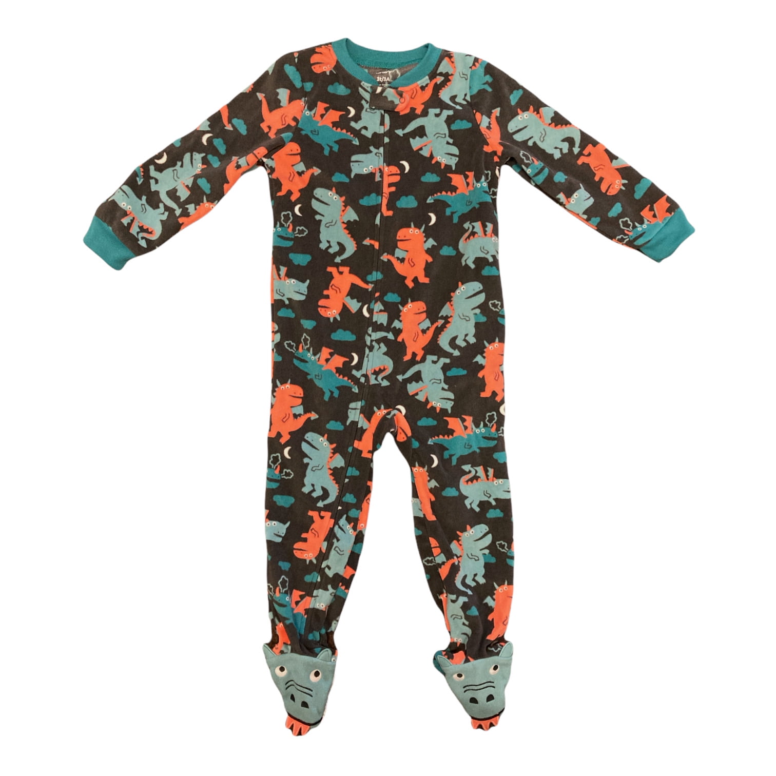 Carter s Baby Toddler Boy s Warm Soft Fleece Zip Up Footie Pajamas Charcoal Dragons 18M Walmart