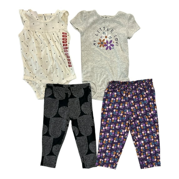 Carter's Baby & Toddler Girl's 4-Piece Short Sleeve Bodysuit & Pants Set (My Little Love, 18M)