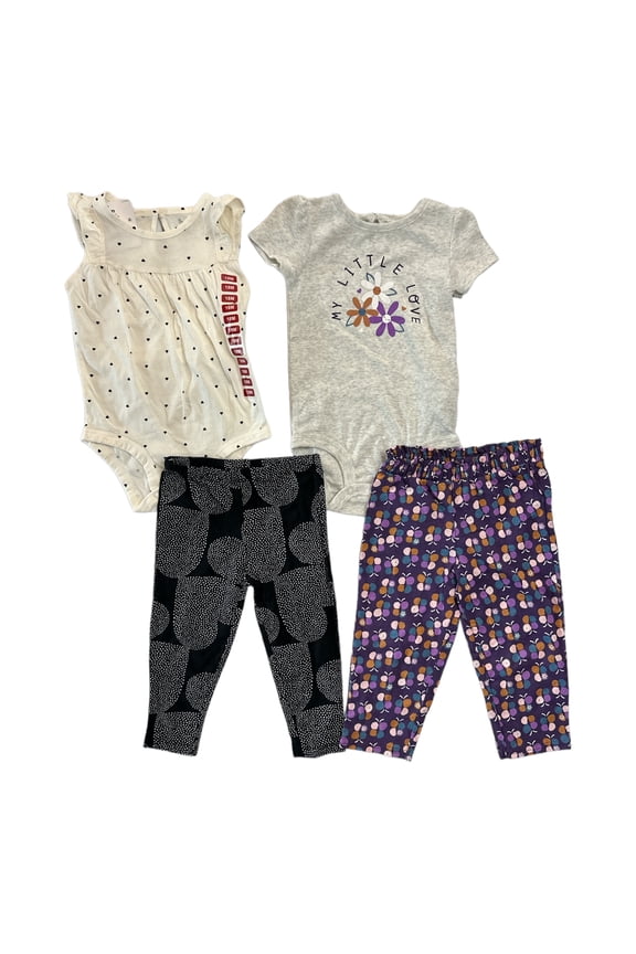 Baby & Toddler Girl's 4-Piece Short Sleeve Bodysuit & Pants Set (My Little Love, 6-9M)