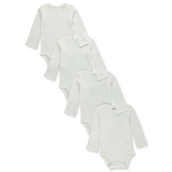 Carter's Baby Unisex 4-Pack L/S Bodysuits - white, 6 months (Newborn)