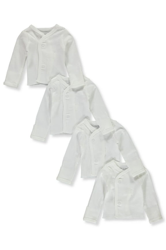 Baby Unisex 4-Pack L/S Lap Shirts - white, 3 months (Newborn)