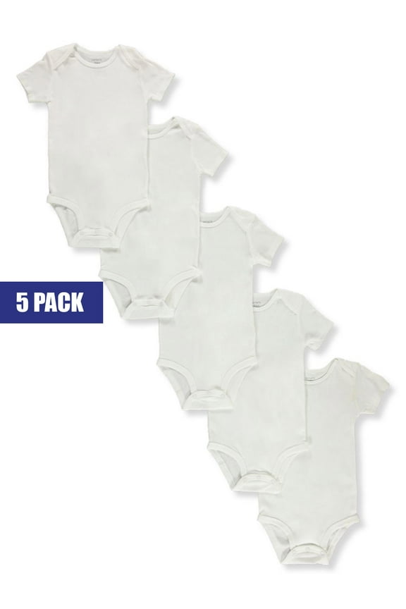 Baby Unisex 5-Pack Bodysuits - white, 9 months (Newborn)