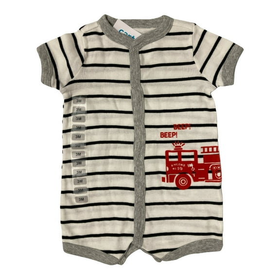 Carter's Boy's Cute & Lightweight All Cotton Romper (Fire Engine, 6M)