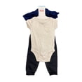 thumbnail image 1 of Carter's Boys 3 Piece Ankle Length Pants Bodysuit Pant Short Sleeve Set (Cream/Navy Denim, 18M), 1 of 2
