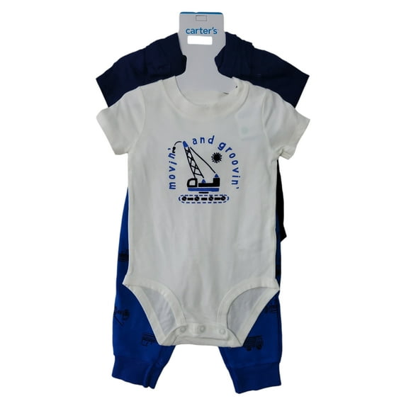 Carter's Boys 3 Piece Ankle Length Pants Bodysuit Pant Short Sleeve Set (Movin & Groovin, 24M)