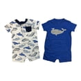 thumbnail image 1 of Carter's Boys Toddler 2 Piece Snap Closure Cotton Bodysuit Set (Whales/Blue, 3M), 1 of 1
