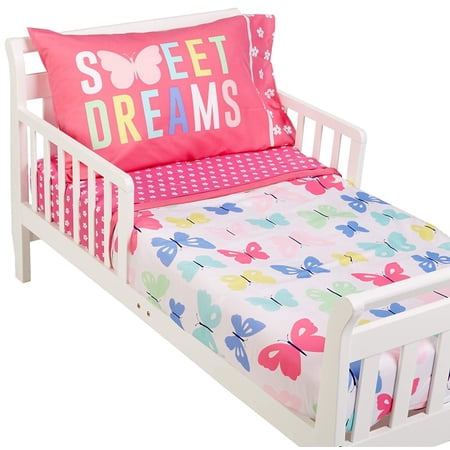 Carter's Butterflies 4-Piece Toddler Bedding Set, Pink/White