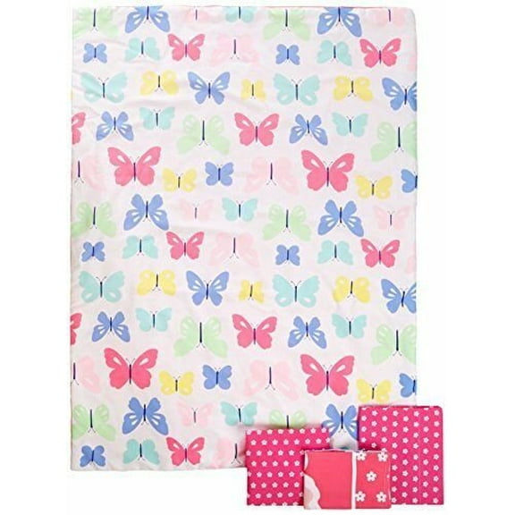 Carter's Butterflies 4-Piece Toddler Bedding Set, Pink/White