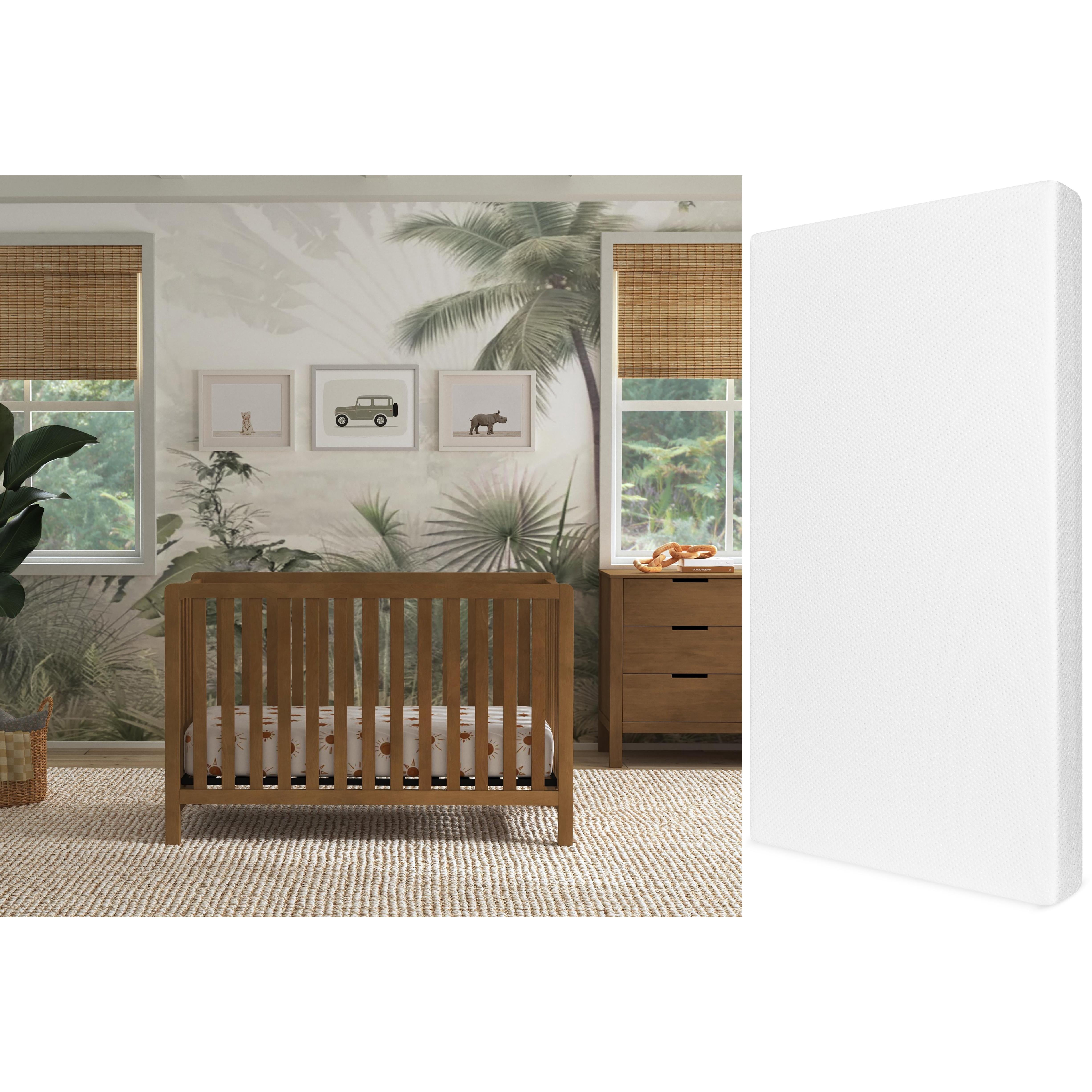 Carter's By DaVinci Colby Convertible Crib in Walnut + Comfort Crib & Toddler Mattress