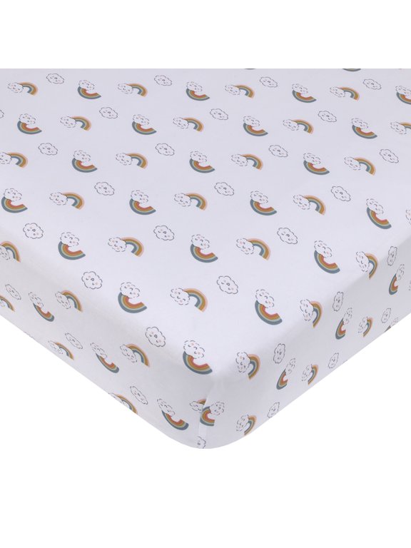 Chasing Rainbows Clouds and Rainbows Fitted Crib Sheet