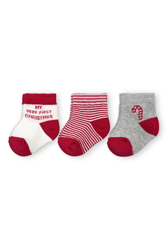 Baby Holiday Crew Socks, 3-Pack