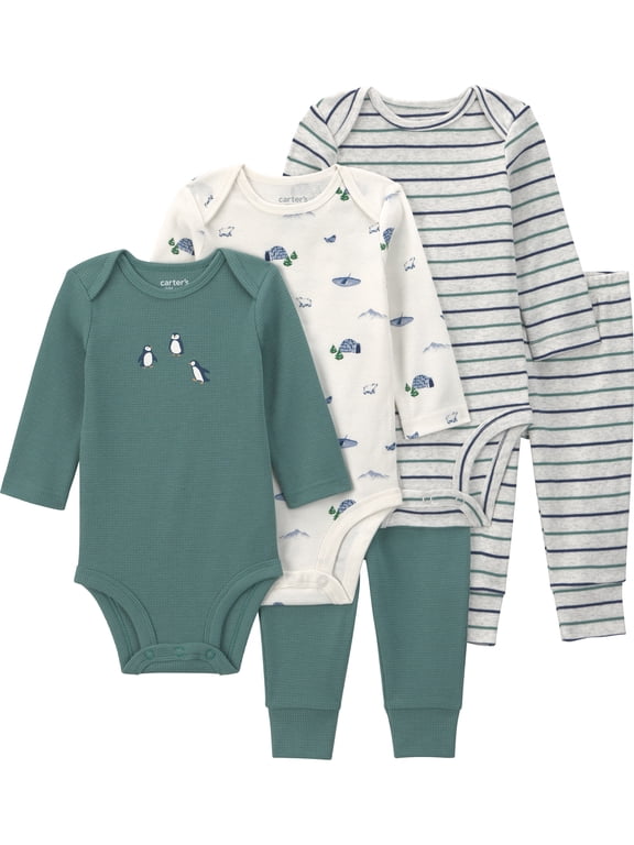 Baby Bodysuit and Pant Bundle, 5-Piece, Sizes Preemie - 24 Months