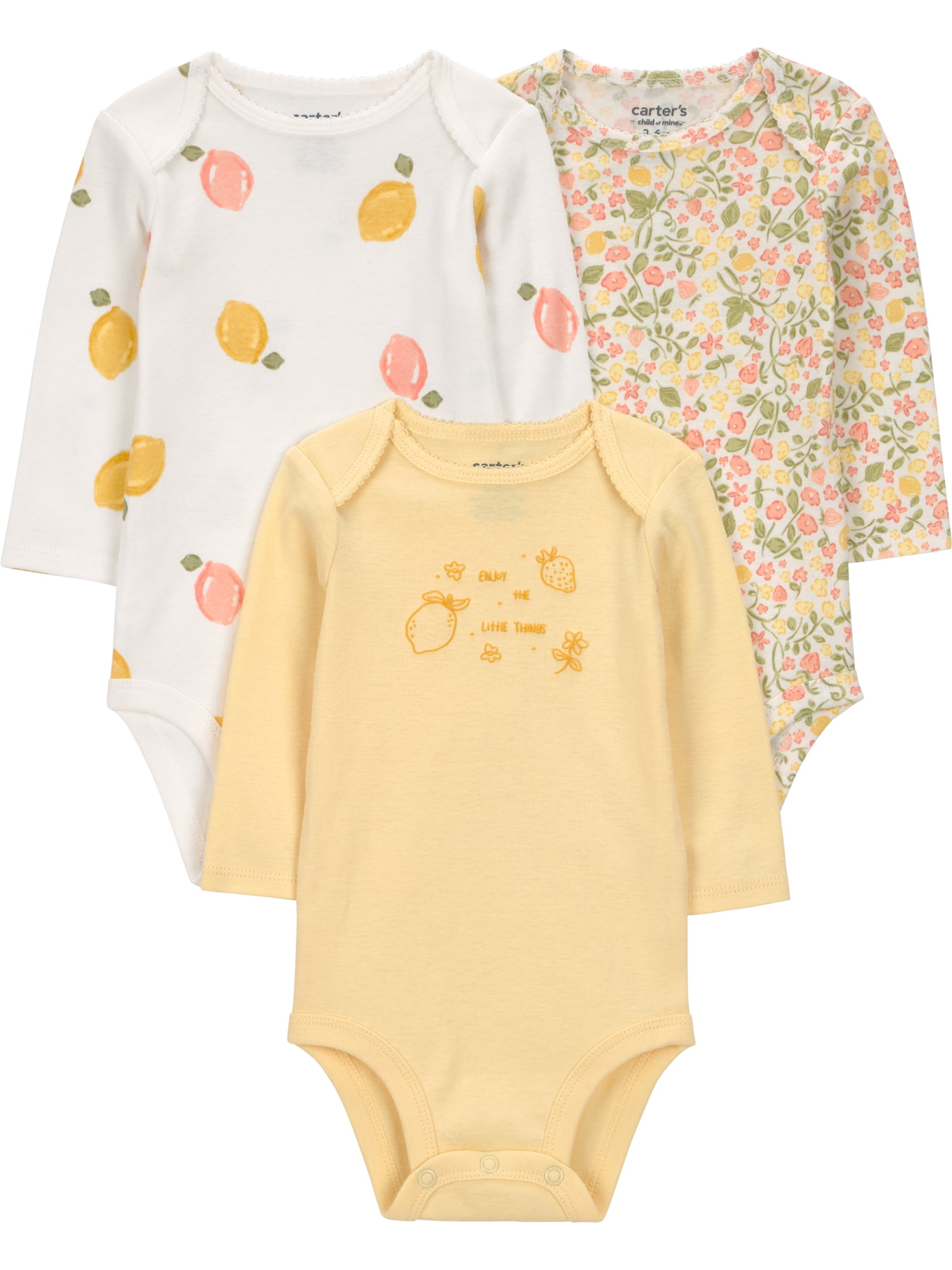 Carter's Child of Mine Baby Bodysuits, 3-Pack, Sizes Preemie-24 Months