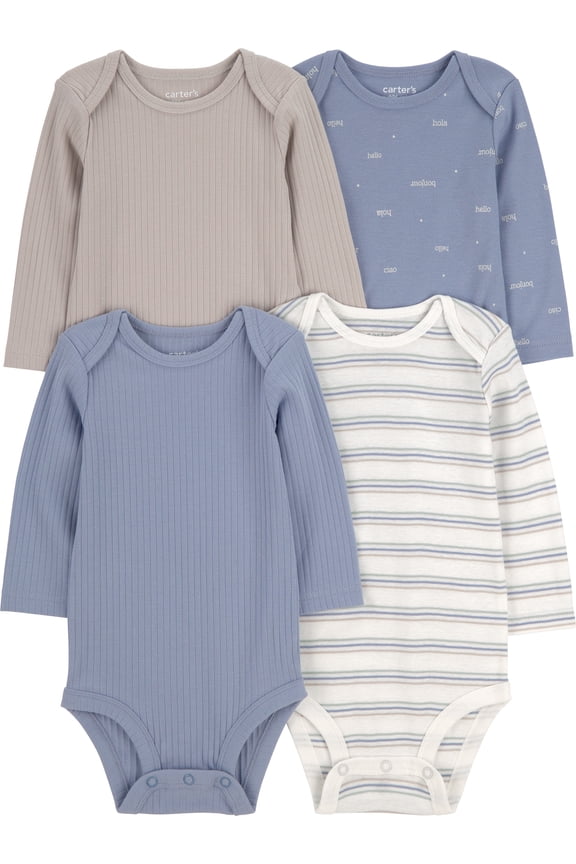 Baby Bodysuits, 4-Pack, Sizes Preemie-18 Months