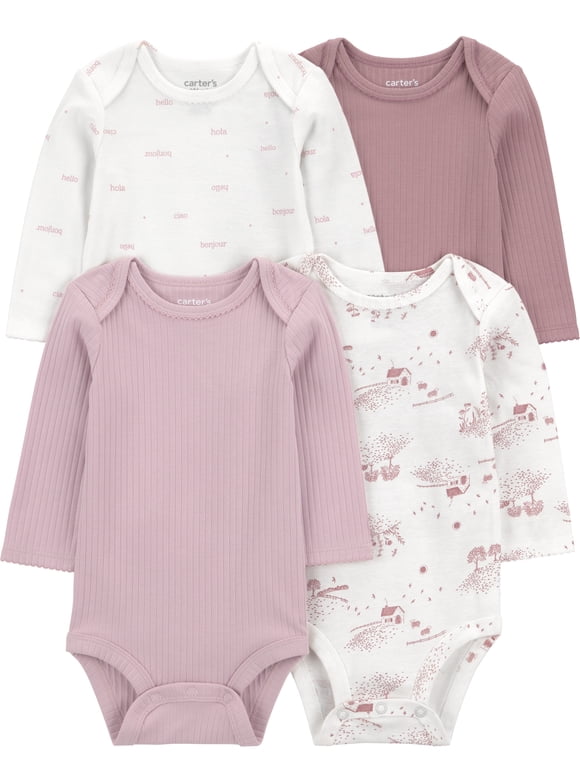 Baby Bodysuits, 4-Pack, Sizes Preemie-18 Months