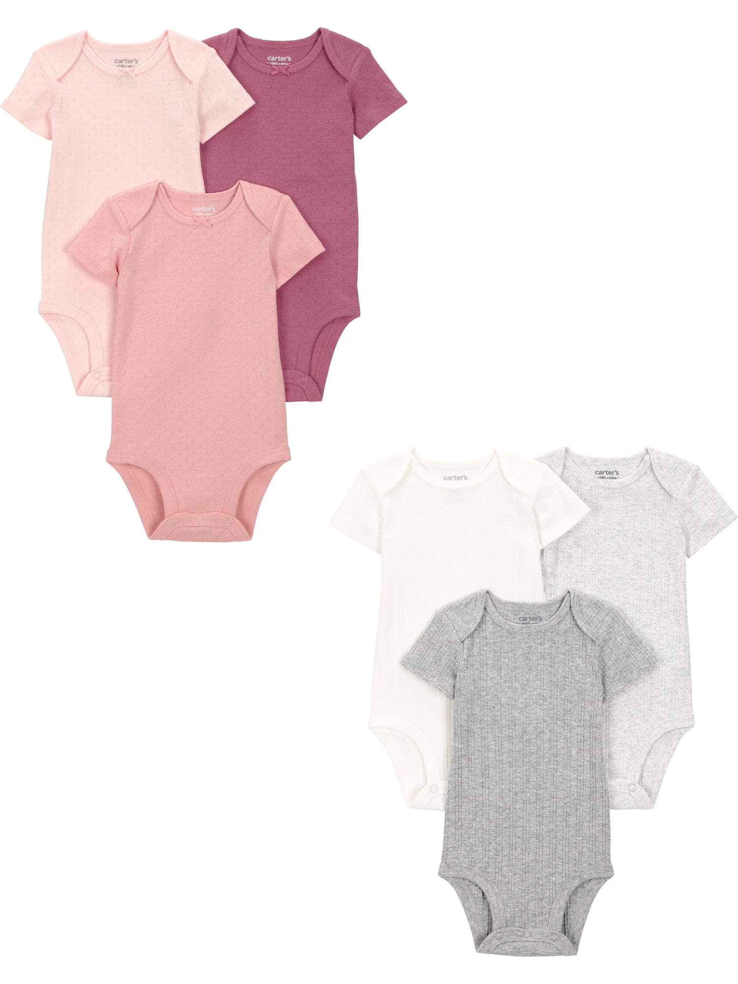 Carter's Child of Mine Baby Bodysuits, 6-Pack, Sizes Preemie-24 Months