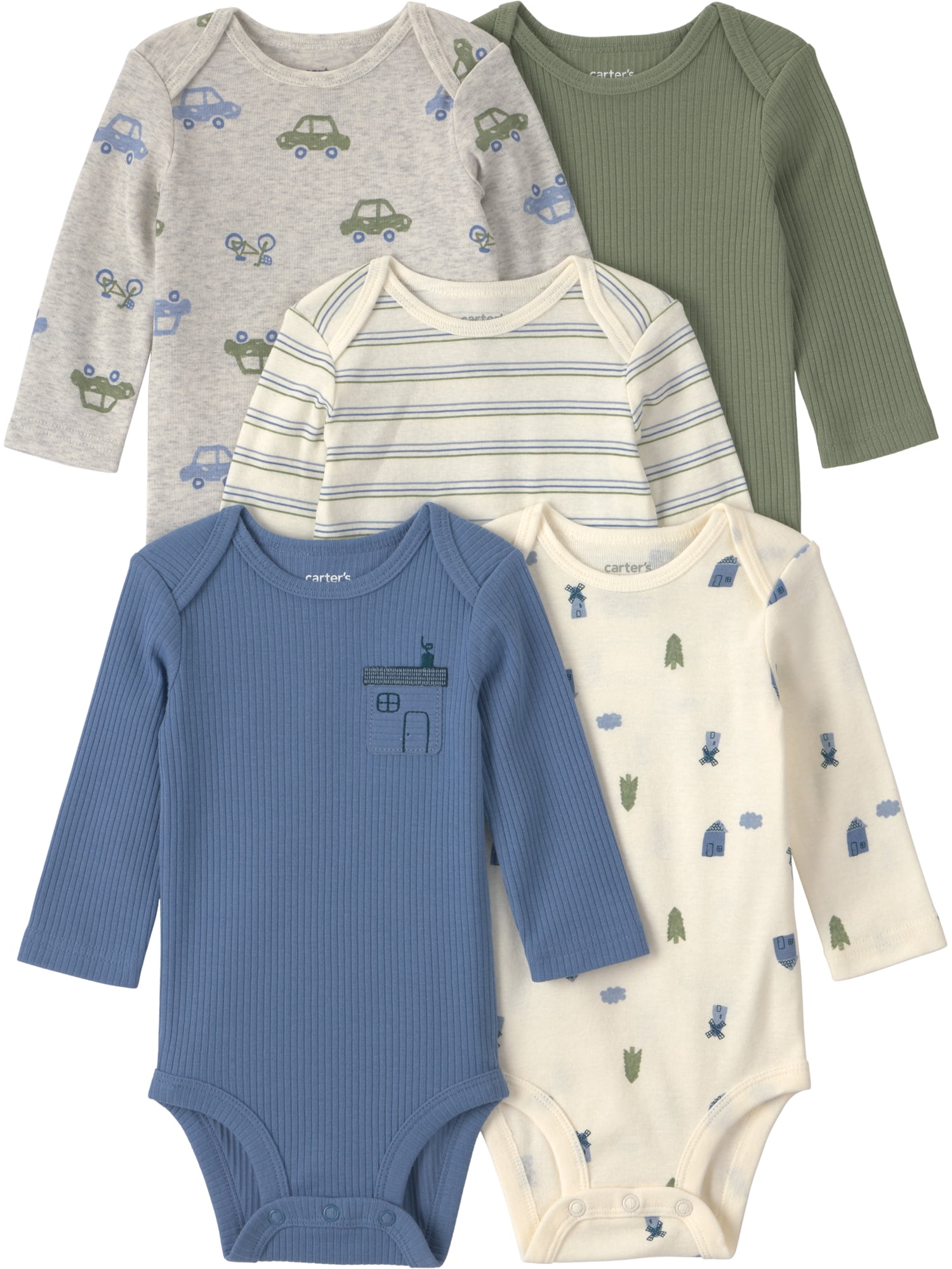 Carter's Child of Mine Baby Bodysuits, Five-Pack, Sizes Preemie-18 Months