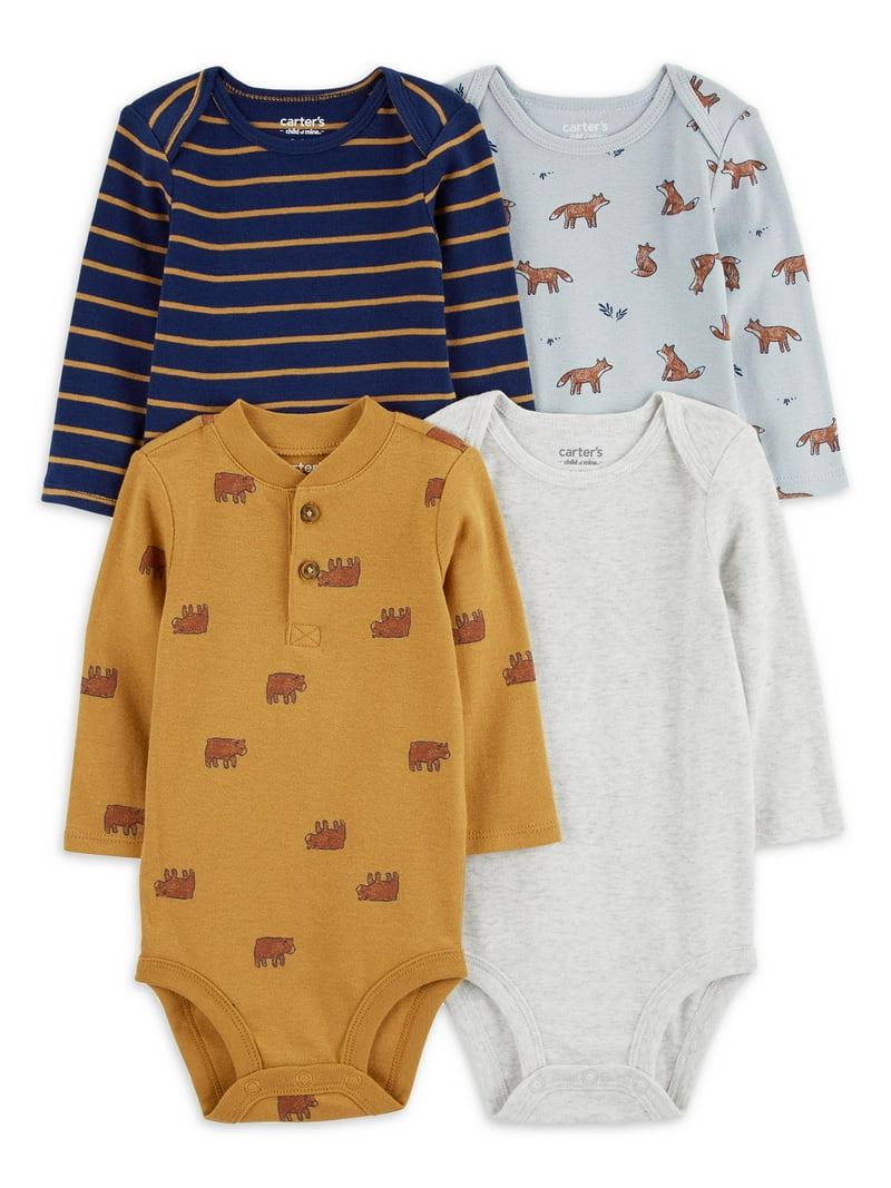 Carter's Child of Mine Baby Boy Bodysuit, 4-Pack, Sizes Preemie-18