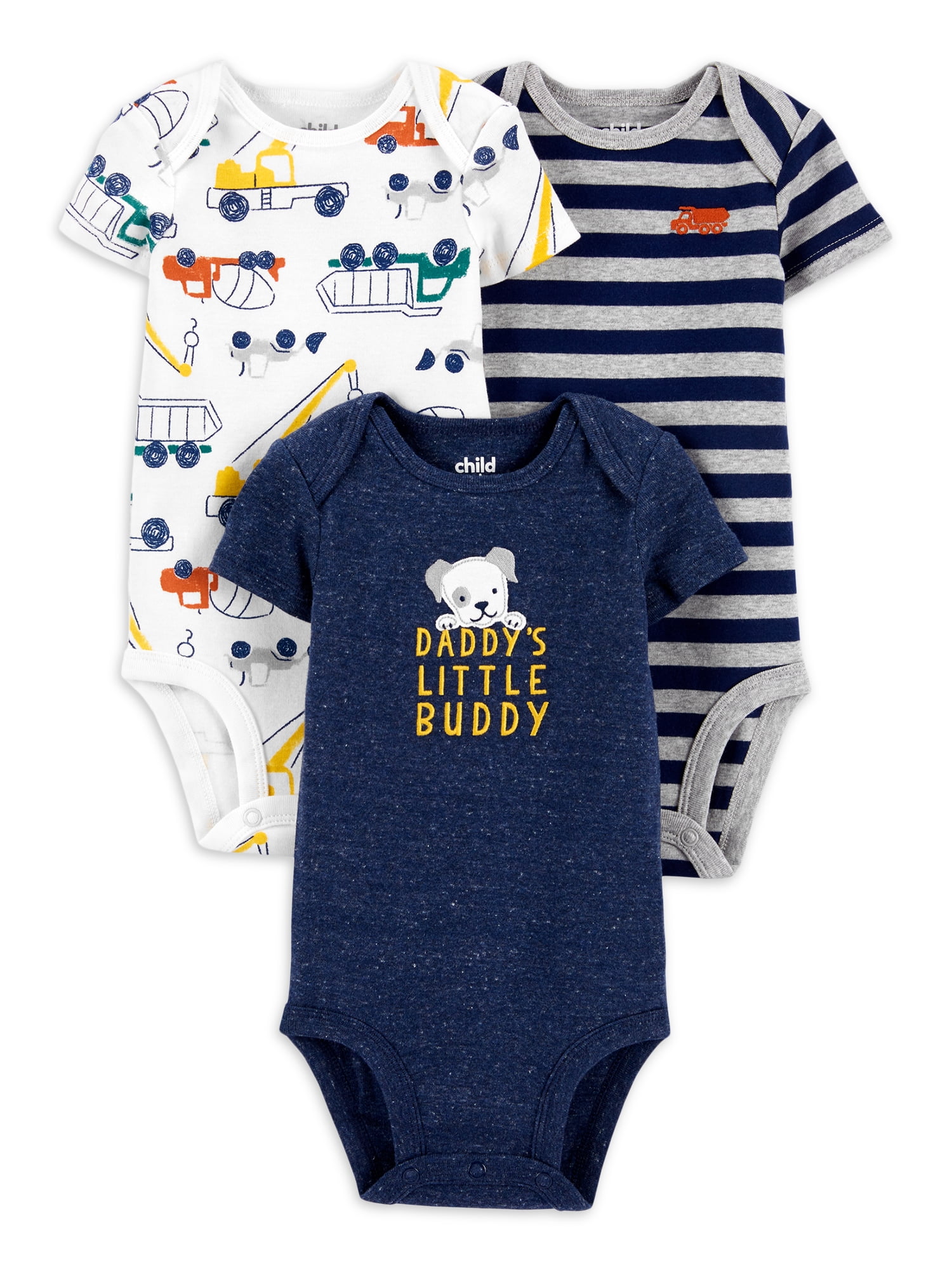 Carter's Child of Mine Short Sleeve Bodysuits, 3pk (Baby Boys)