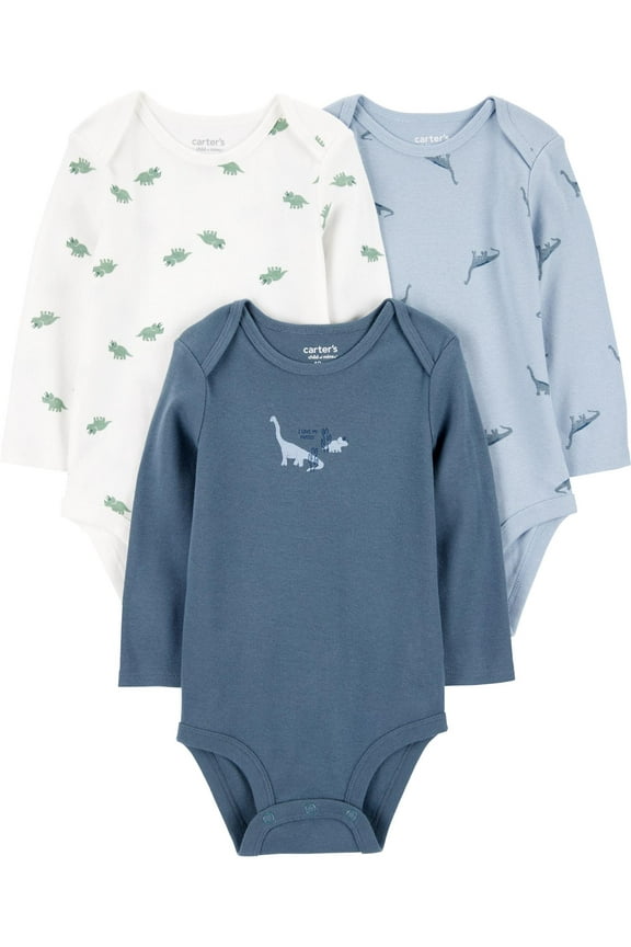 Baby Boy Bodysuits, 3-Piece, Sizes Preemie-18 Months