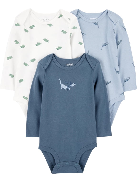 Baby Boy Bodysuits, 3-Piece, Sizes Preemie-18 Months