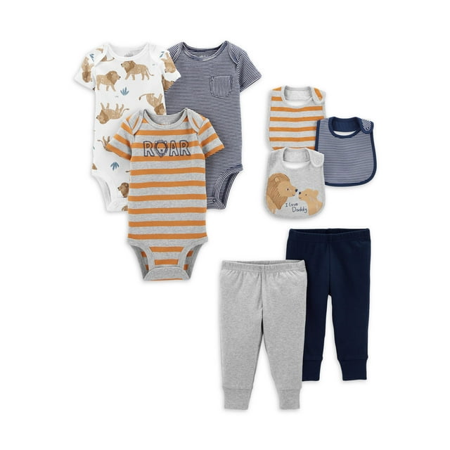 Carter's Child of Mine Baby Boy Bodysuits, Pants, & Bibs Set, 8Piece