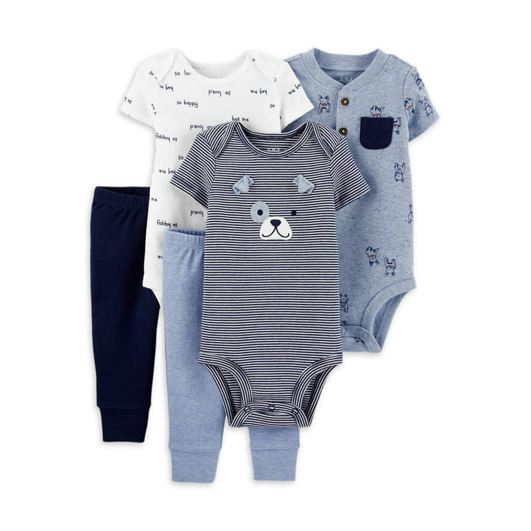 Carter's Child of Mine Baby Boy Bodysuits & Pants Outfit Set, 5-Piece,  Preemie-18 Months