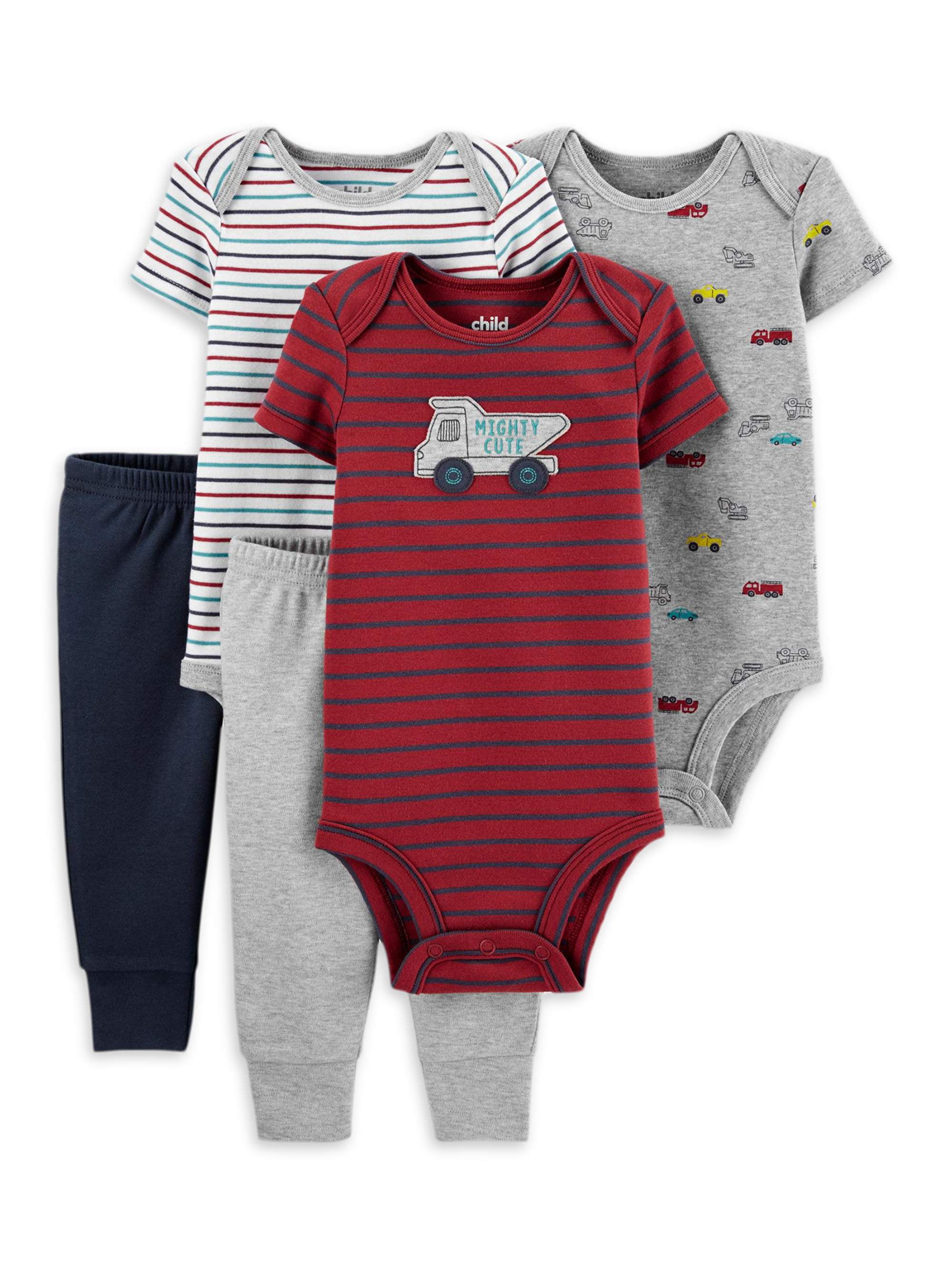 Carter's Child of Mine Baby Boy Bodysuits & Pants Outfit Set, 5Piece