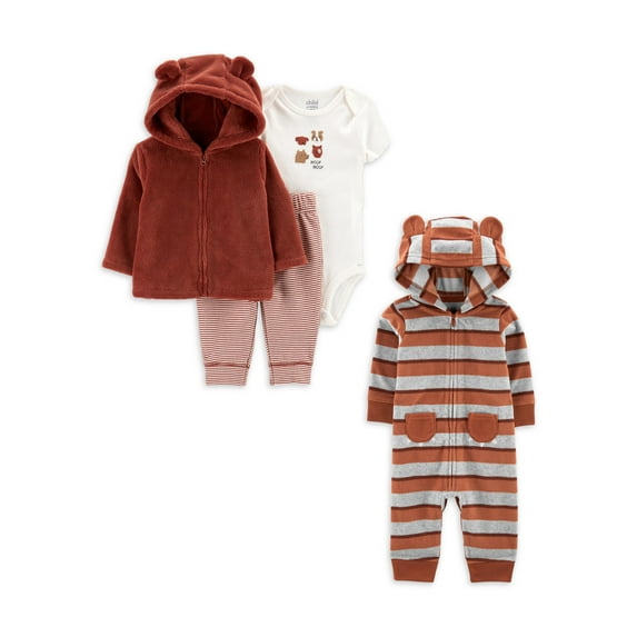 Carter's Child of Mine Baby Boy Cardigan, Bodysuit & Pant Outfit Set with Jumpsuit, 4-Piece Set, Sizes 0/3-24 Months