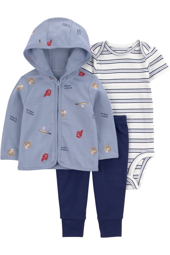 Baby Boy Cardigan Outfit Set, 3-Piece, Sizes 0/3-24 Months