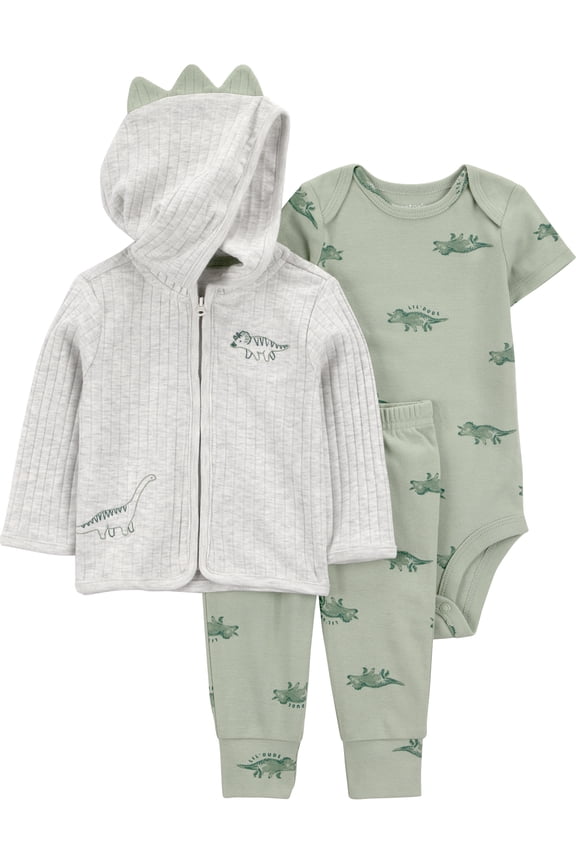 Baby Boy Cardigan Outfit Set, 3-Piece, Sizes 0/3-24 Months