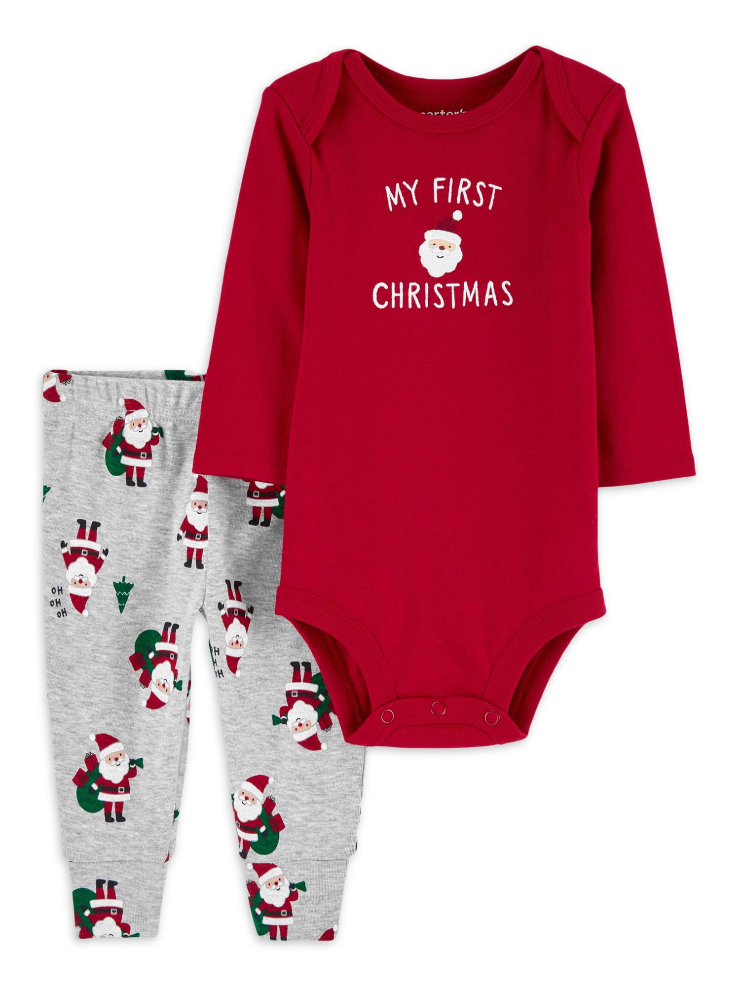 Carter s Child of Mine Baby Boy Christmas Bodysuit and Joggers Set 2 Piece Sizes Preemie 12M Walmart