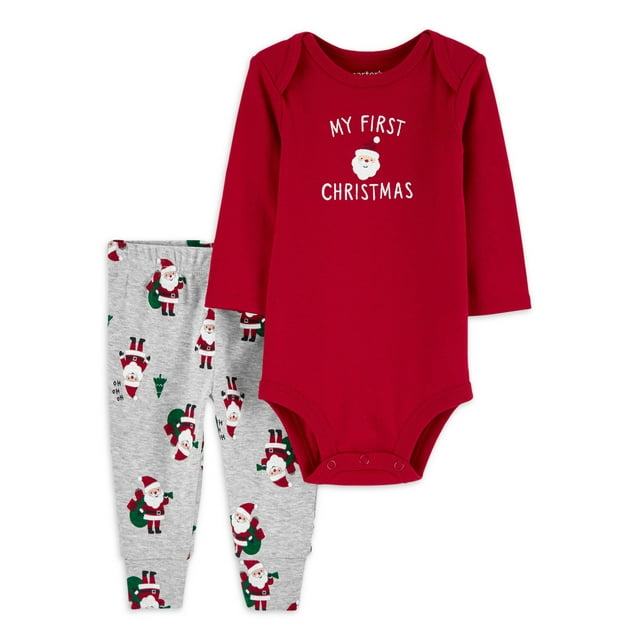 Carter's Child of Mine Baby Boy Christmas Bodysuit and Joggers Set, 2