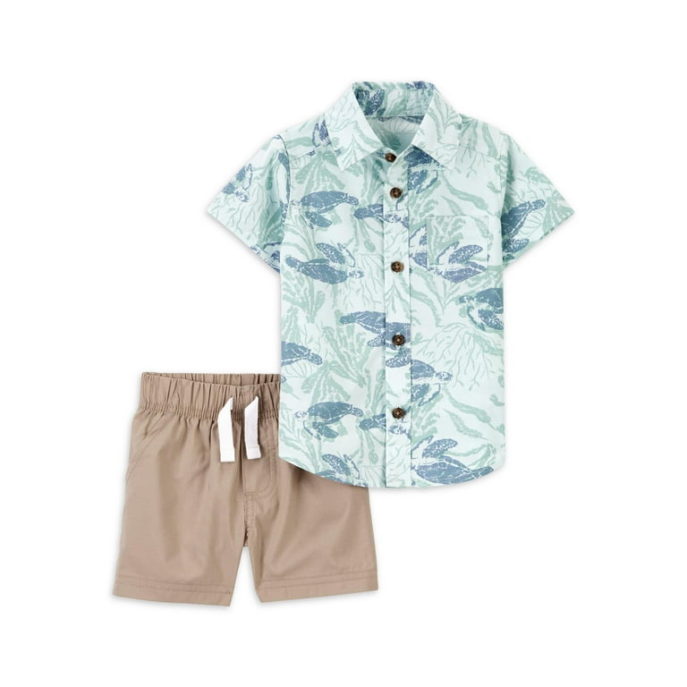 Carter's Child of Mine Baby Boy Cotton Shirt and Shorts Set Carter's Child of Mine Baby Boy Cotton Shirt and Shorts Set