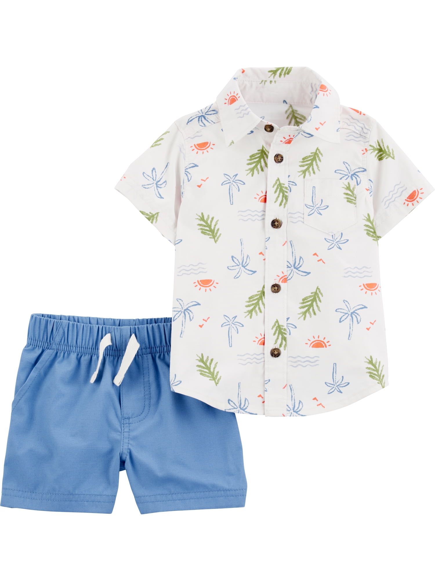 Carter's Child of Mine Baby Boy Cotton Shirt and Shorts Set, 2-Piece, Sizes 0/3M-24M